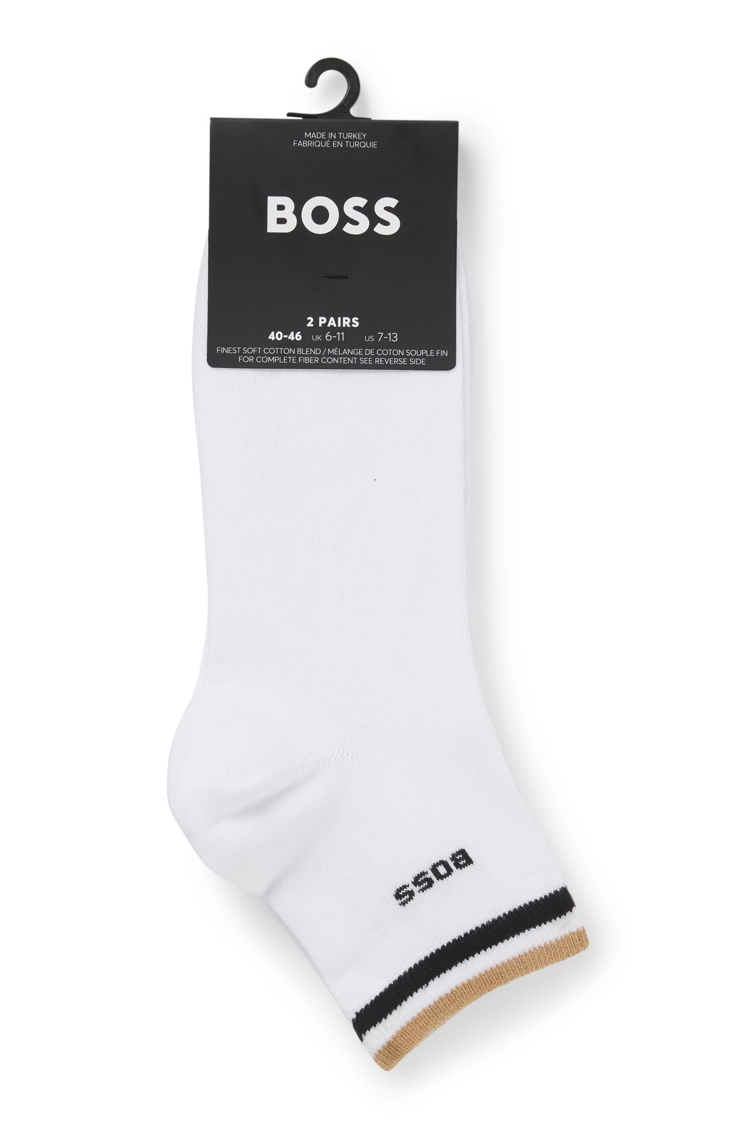 BOSS Męskie krótkie skarpety 2P SH Stripe CC dwupak z paskami, White100, 39-42 EU