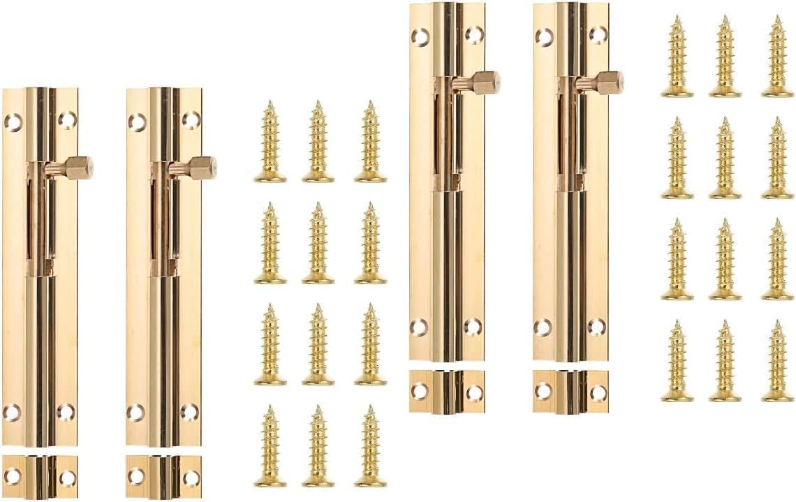 Door Lock Bolt,Sliding Door Lock,Door Security Slide Latch Lock: 4 pcs Gate Barrel Bolt Safety Door Lock Gate Latches for Door Window Closet Drawer Cabinet Garage (Size : 11.2X2CM)
