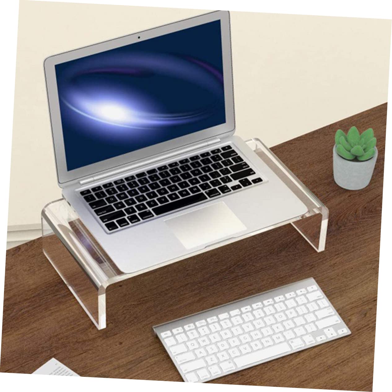 Uonlytech Rehausseur Support Moniteur En Fer Blanc - Réglable, Multifonction - Étagère Ordinateur Portable, Bureau Organisé, Design Minimaliste