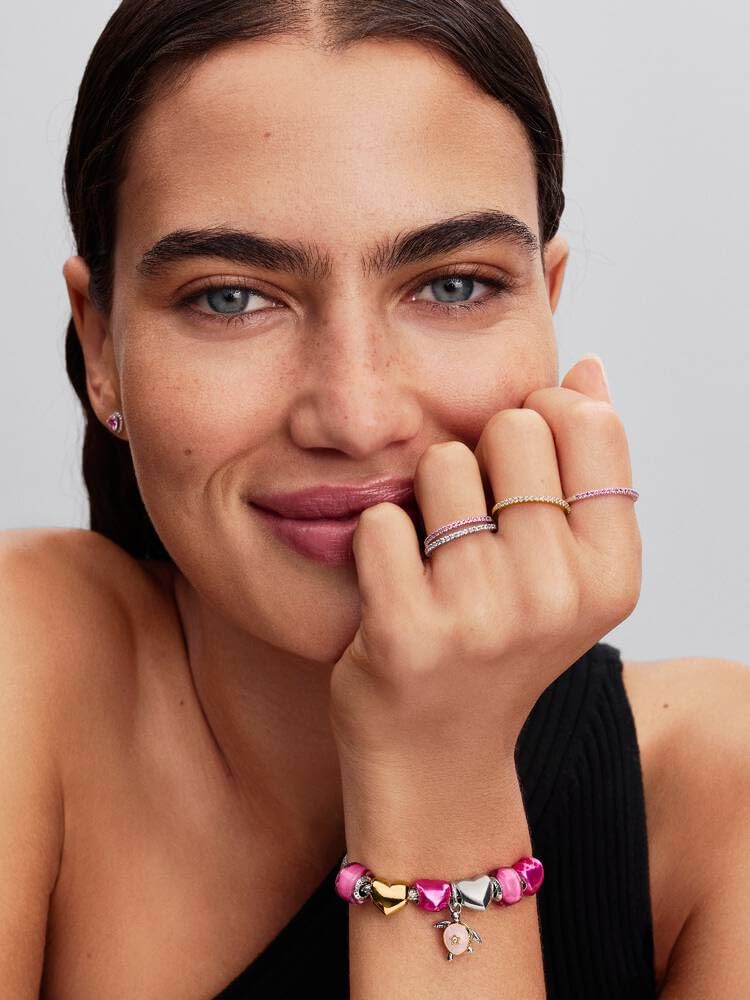 PANDORA Anillo para mujer Plata Brillante Rosa Banda 192999C02