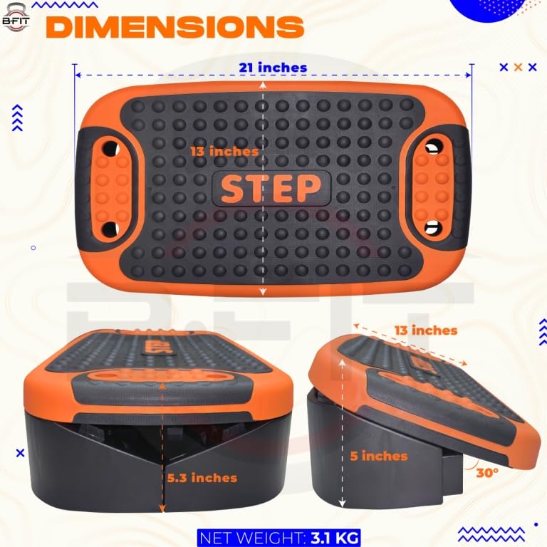 Image of B Fit Premium Quality Aerobic Steppers (53X33X13 CM-ORANGE)