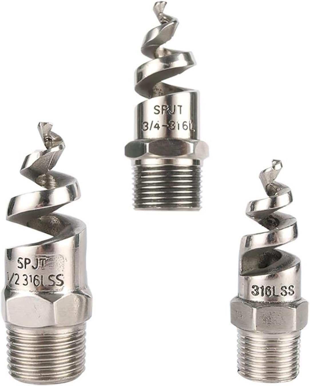 Gkirqvpe Men's 1I4 Inch Spiral Cone Nozzles, 316L Ss Spiral Nozzle Full Cone Sprinkler Multiple Sizes Thread Garden Irrigation(1I4 Inch)