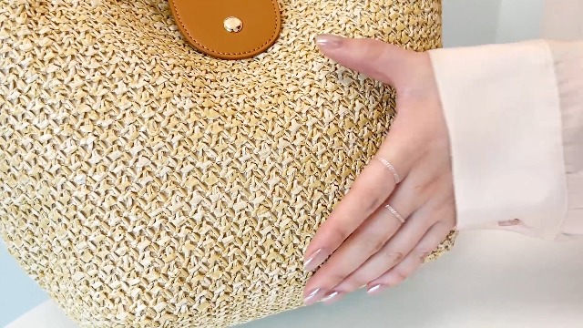 Bolso tejido de paja estilo hobo para mujer miniatura 7