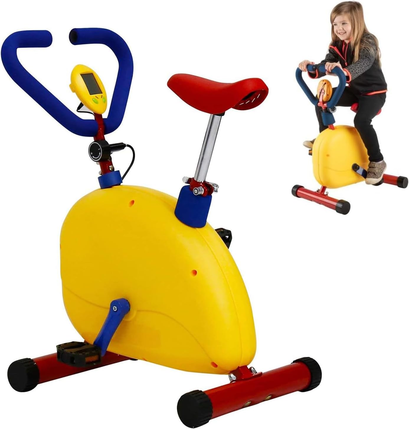 Fun and Fitness Exercise Equipment for Kids - Indoor Stationary Cycle Riding Toy with Adjustable Seat - Suitable for 3 to 8 Years Old Kids Kids Exercise Bike