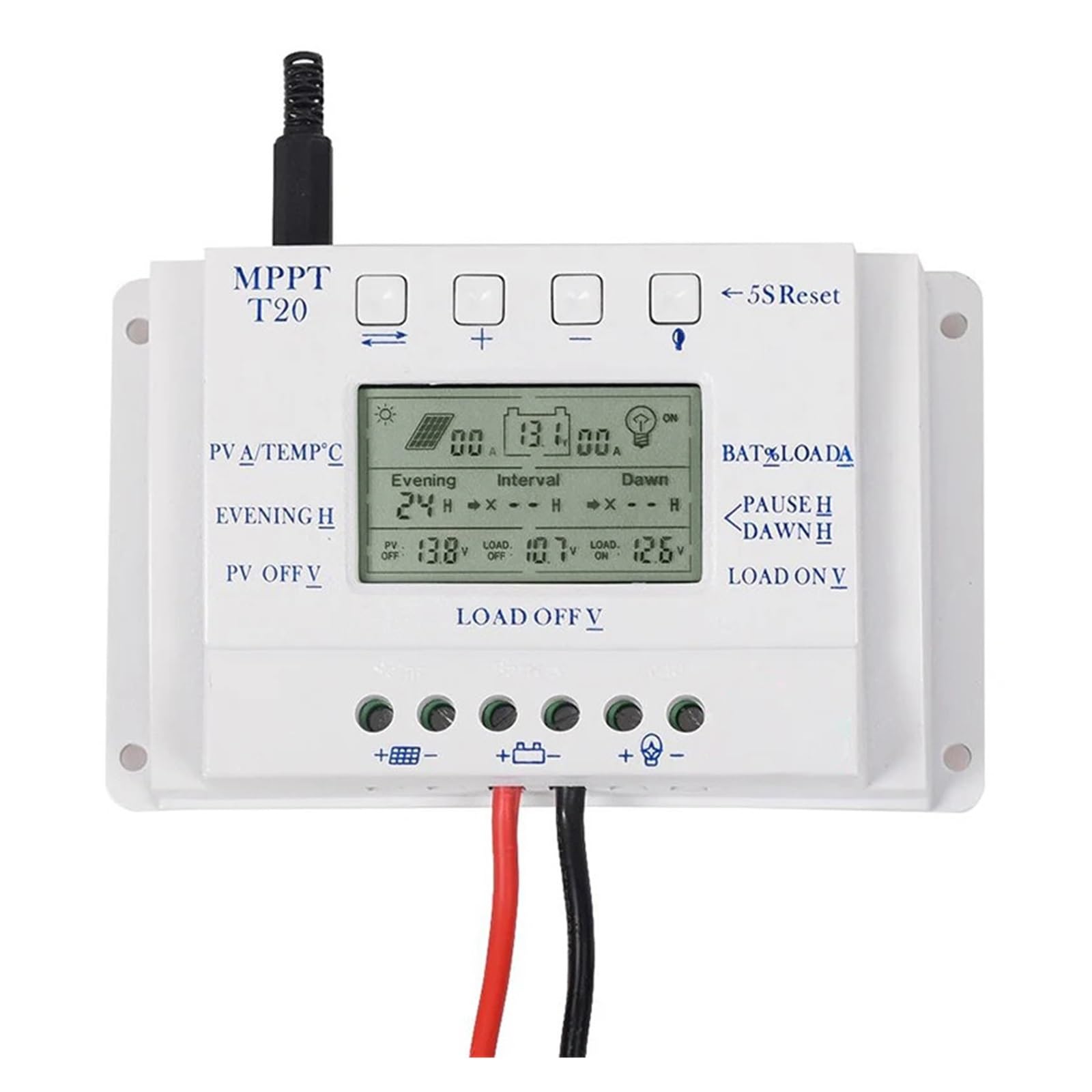 CUDTAPI 20A MPPT 12V/24V Solar Cell Battery Charger Regulator Charge Controllers LCD Display Home Solar Panel PV Regulator
