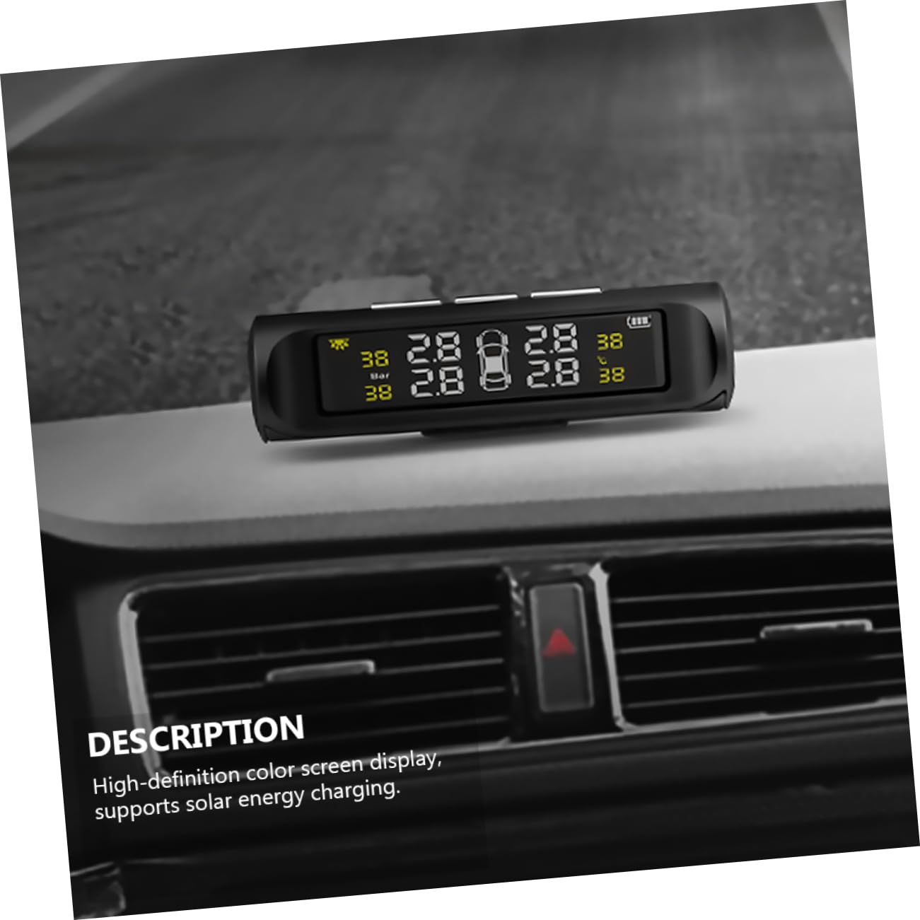 Sensore Pressione Pneumatici Wireless Solare per Auto Monitoraggio Pressione Temperatura Pneumatici Materiale Sicuro Durevole Ricarica USB