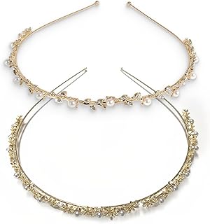 2 Pièces bandeaux de mariée avec strass - Couronne de cheveux en cristal et perle - Tiare de mariage élégant, serre tete mariage, Accessoires pour cheveux femme, fille