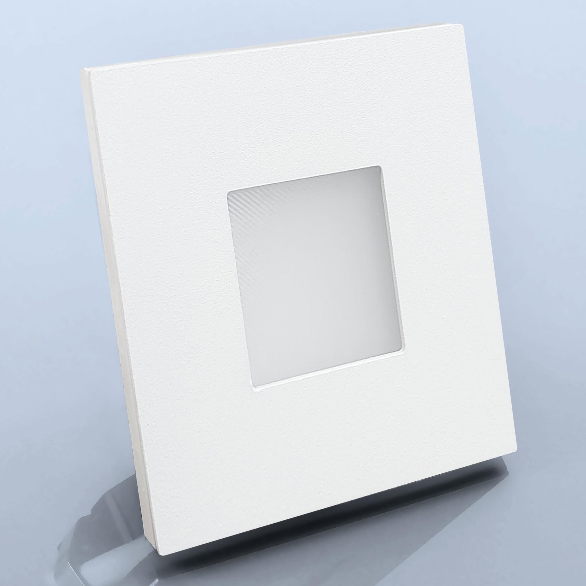 Maxkomfort LED Treppenbeleuchtung 230V – 0,5W 40lm Wandeinbauleuchte Eckig für 60mm Dose – Warmweiß (3000K) – Aluminium Stufenlicht für Flur – Stromsparendes Nachtlicht ohne Sensor – 6er Set Weiß
