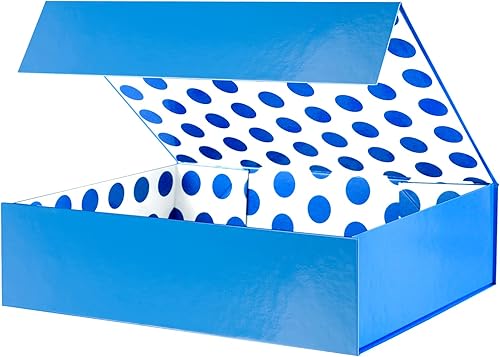 Caja de regalo de 13 x 9.7 x 3.4 pulgadas, caja de regalo grande azul con tapa para regalos, caja de regalo magnética para gafas, caja de regalo de