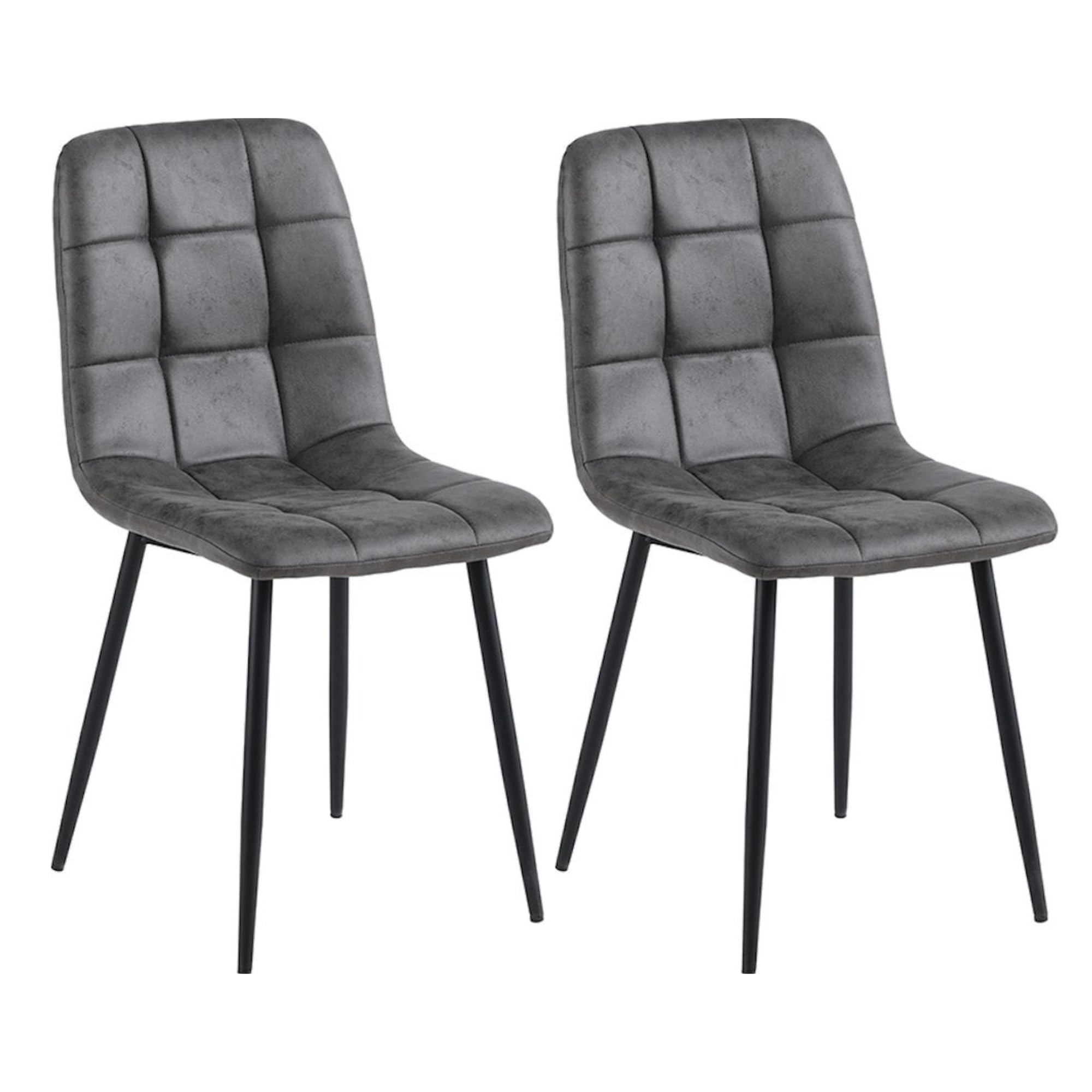 Chaises de Salle à Manger Ela, Lot de 2, Anthracite, Microfibre, Chaise de Cuisine, Pieds en métal Stable, Chaise Chambre à Coucher, Chaise Salon