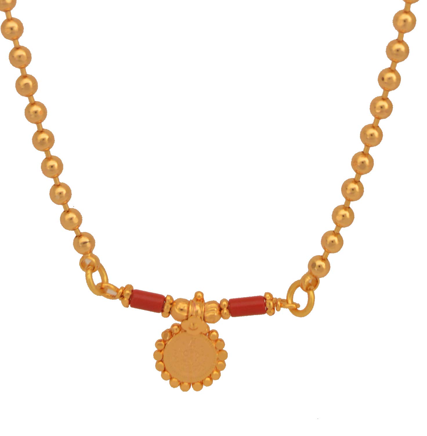 Radhas Creations Traditional Mangalsutra with Red 30 inch long One Gram Gold Plated For Women and Girls (B07F5QBK8Q) Amazon Price History, Amazon Price Tracker