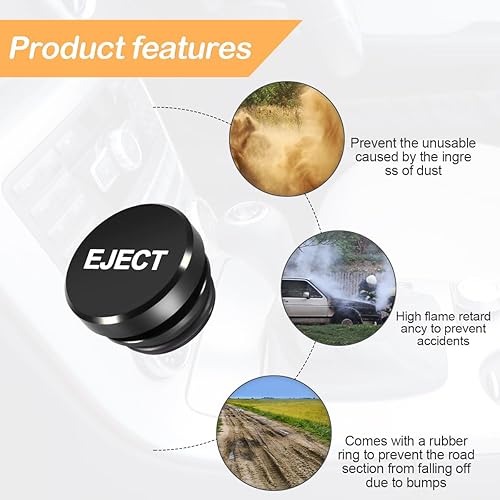 Miniatura 3 de Osilly Enchufe a prueba de polvo para encendedor de cigarrillos de automóvil, cubierta de enchufe de aluminio para decoración de botones, accesorios