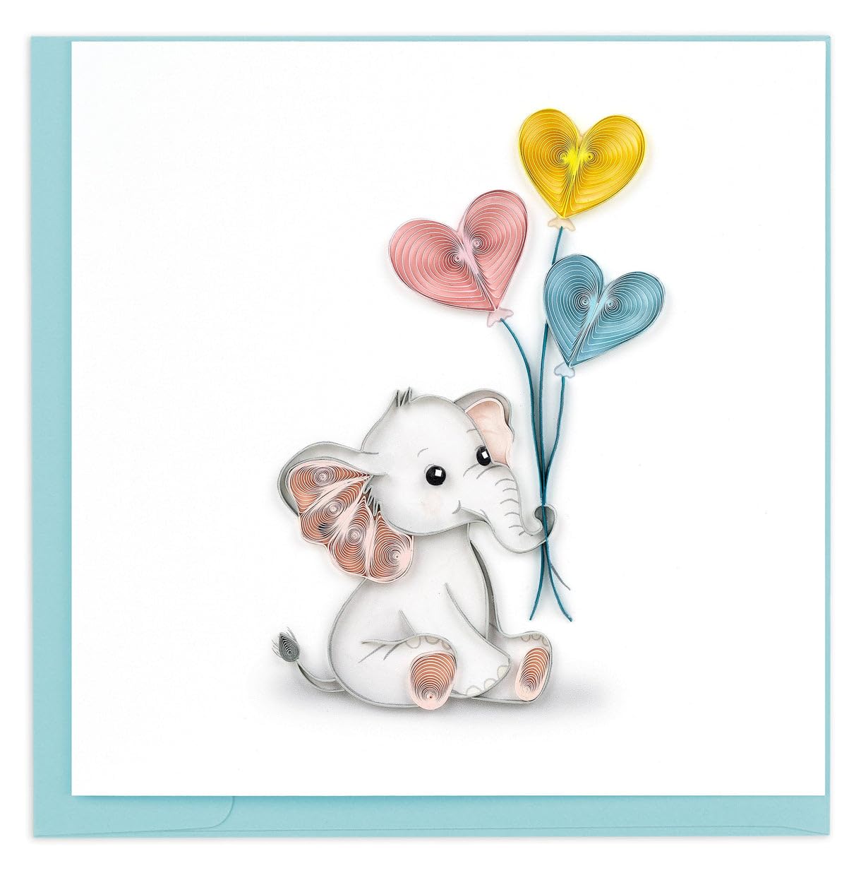 Carte éléphant bébé quilling multicolore 15,2 cm au design artisanal d'exception - 2
