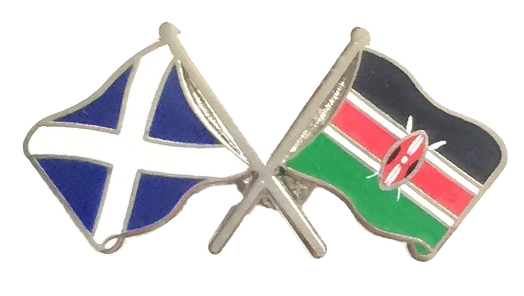 Scotland & Kenya Flags Friendship Courtesy Enamel Lapel Pin Badge T1201