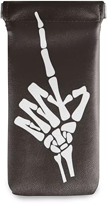 susiyo Sketelon White Hand Glasses Case Portable Microfiber PU Leather Soft Sunglasses Bag Eyeglasses Pouch Holder Squeeze Top for Women Men