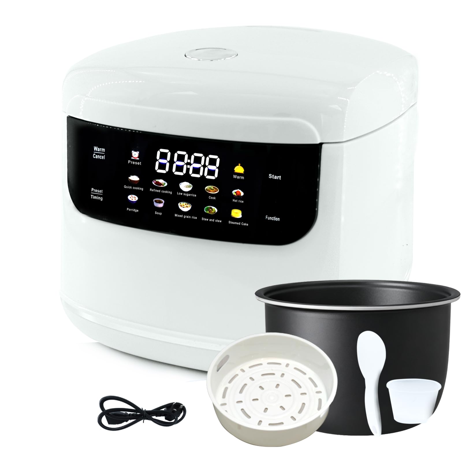 2L Mini Protable Rice Cooker 5 Cups Cooked 3 Cups Uncooked 400W Non-Stick Rice Maker 24 hours Timer