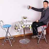 Vista 2 de COKYIS - Taburetes de bar compactos de metal, silla plegable de pesca para adultos, taburete de 28 pulgadas de altura de mostrador con respaldo