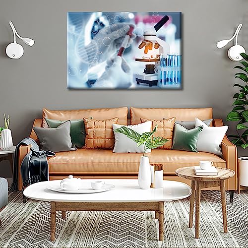 Image of TUMOVO 1 Panels Office Decor Medicine Concept Poster Wall Art for Living Room Home Decor Microscope Black and White Wall Art Framed Ready to Hang (16 inch Wx24 H)