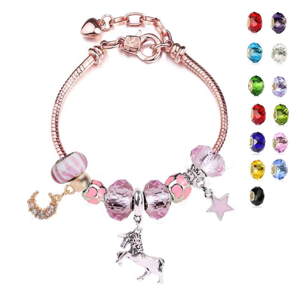 White Birch Fit Pandora Charm Bracelet Happy Unicorn Heart Best Birthday Gifts for Girls DIY Jewelry