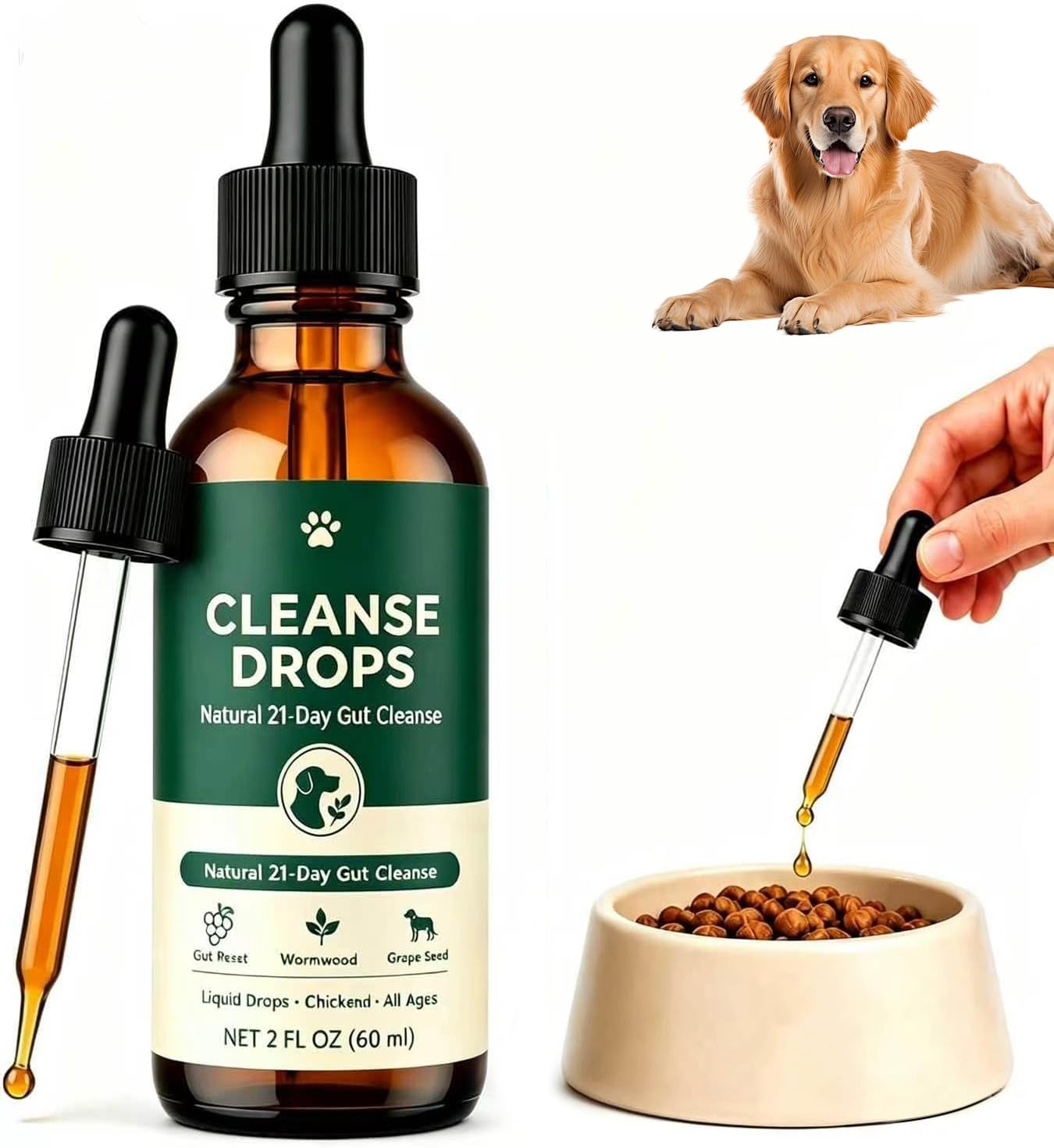 PawsyParasite Cleanse Drops for Dogs, for all Breeds of Dogs & Puppies, 60 ML