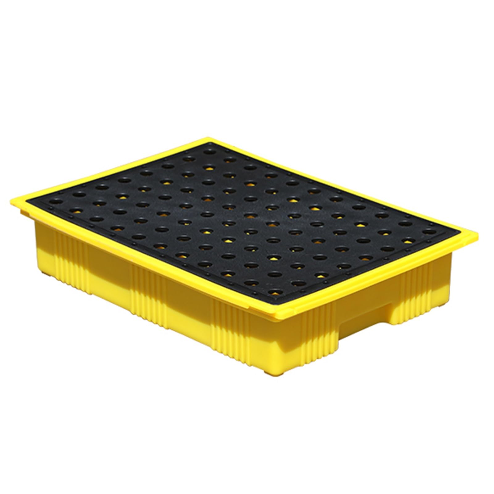 JKJZSALJ Large Capacity Oil Spill Containment Tray, Stackable Leakproof Polyethylene Platform, Yellow & Black Spill Platform For Paint Buckets, Durable Anti-Spill Pallets,49x36x10cm
