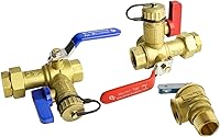 HYDROMASTER 3/4-Inch Tankless Water Heater Isolation Valve Kit with Pressure Relief Valve - Lead-Free Brass Service Set