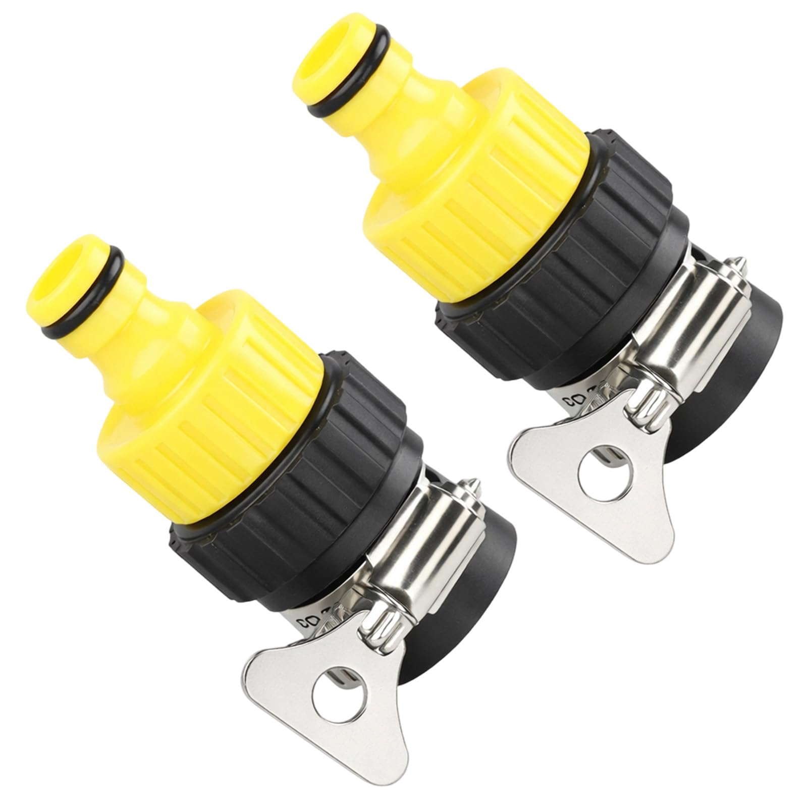 Hose Tap Connector 2pcs, Adjustable 12-16mm Kitchen Tap Hose Connector with Stainless Steel Clip and Rubber Washer, Leak-Proof Faucet Adapter for Garden, Car Wash, Laundry and Indoor/Outdoor Use
