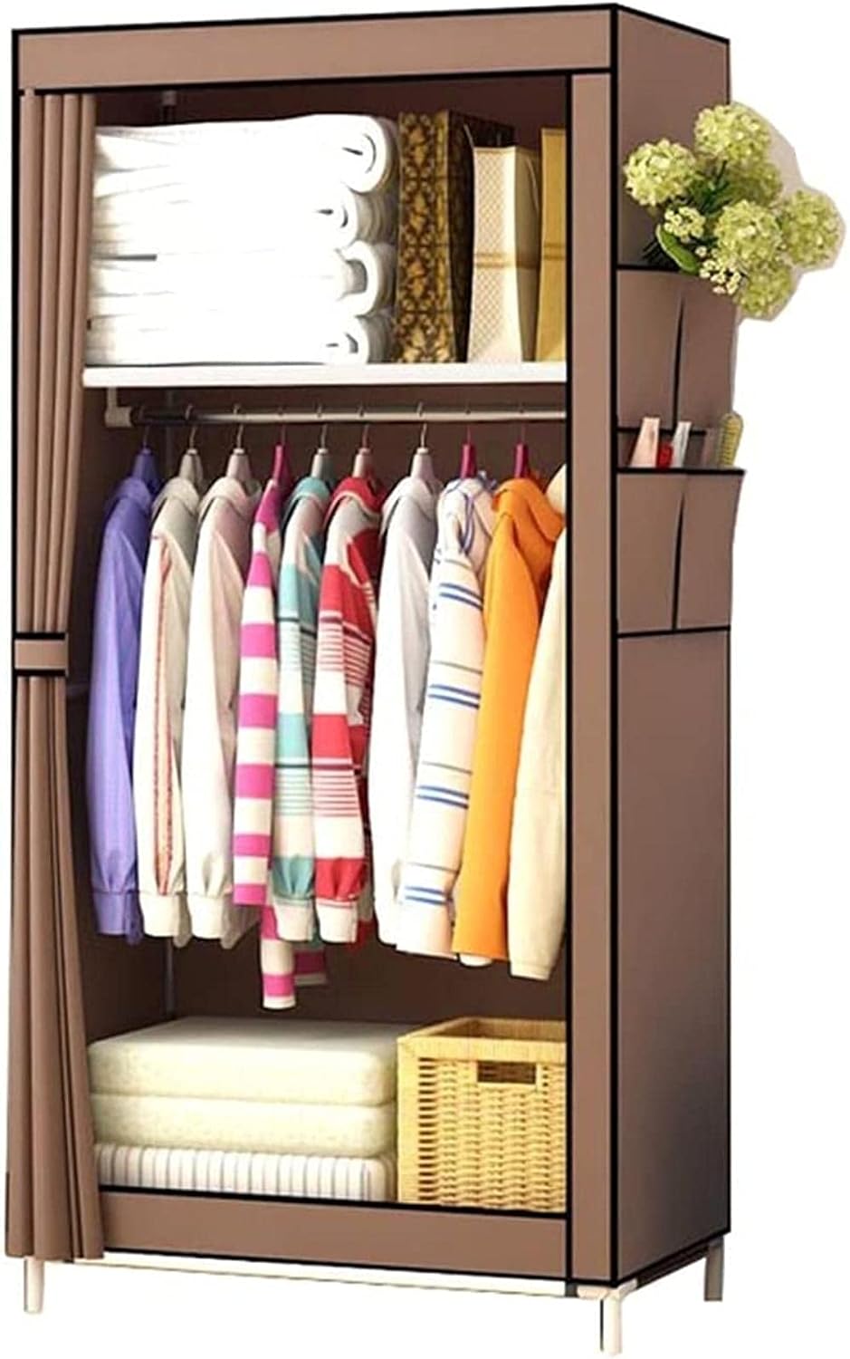 Single Wardrobe Non-Woven Fabric Wardrobe Portable Assembled Wardrobe 150 45 70CM Clothes Rack (Color : B Size : 150 45 70CM) (B 150 * 45 * 70CM)