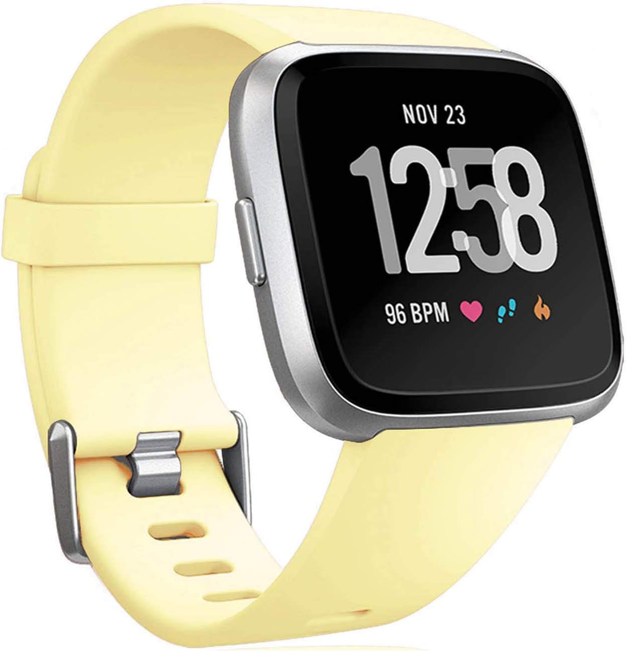 Wepro Replacement Bands Compatible with Fitbit Versa SmartWatch, Versa 2 and Versa Lite SE Sports Watch Band for Women Men, Large, Cream Yellow
