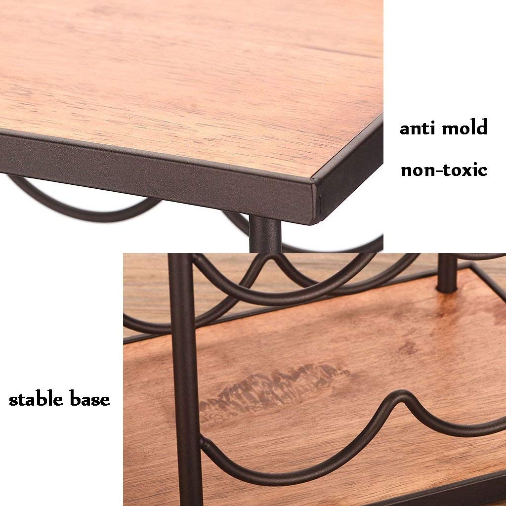 Estante de metal para 6 botellas y 2 vasos, soporte para vino de mesa con organizador de almacenamiento para exhibición de encimera