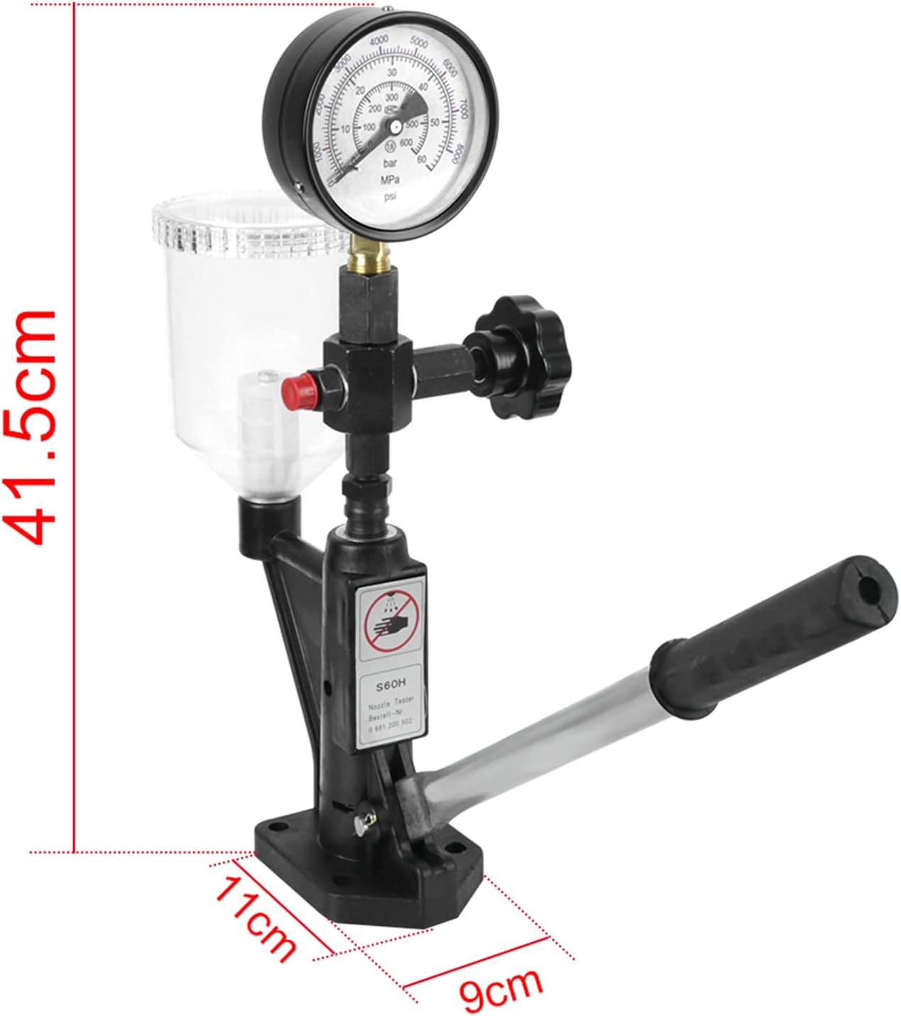 Diesel Fuel Injector nozzles Tester with Dual Scale 60mpa 8000psi Tractor Vehicles Diesel Injector nozzles Tester Common Rail Pressure Test Fuel Gauge Automotive Diagnostic Tools