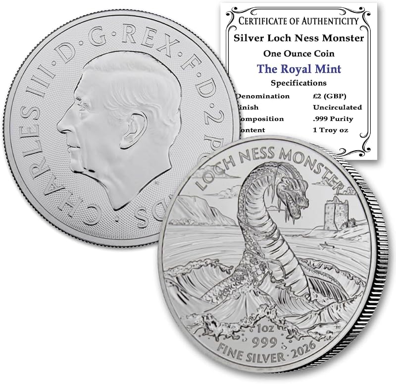 2026 1 oz Great Britain Silver Loch Ness Monster Coin £2 Seller BU | Legendary Creatures Series - Brilliant Uncirculated with Certificate of Authenticity