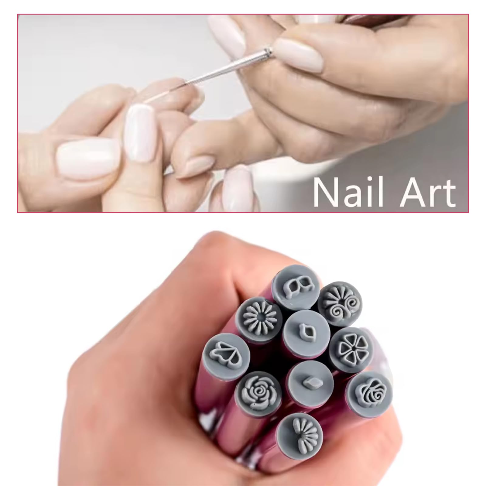 Nailart 10 sztuk pisaków do stempli z kwiatami i wzorami, akcesoria do projektowania paznokci, silikonowe stemple do zdobienia paznokci, kwiaty, graffiti, do zdobienia paznokci