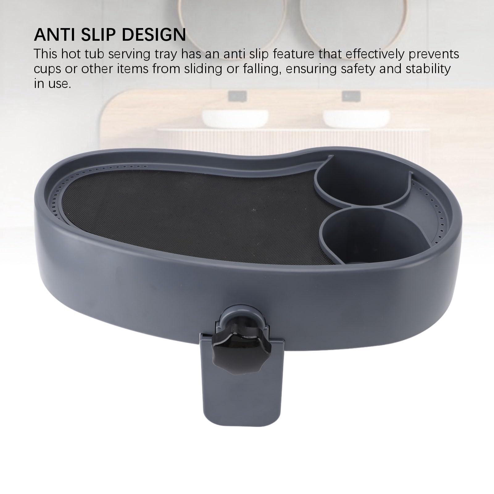 Plateau réglable pour Bain à remous, Plateau de Service sans Fil antidérapant avec Porte-gobelet pour Boissons, Livres et collations, Table d’appoint en Plastique résistant pour