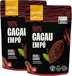 Kit 2 Cacau Em Pó Alcalino Natural 100% Cacau 226g - Wood Superfoods