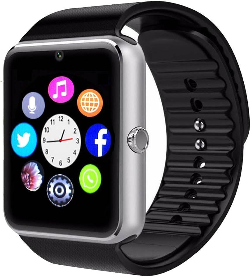 Smart Watch,AZFELD Bluetooth Watch Wristwatch Phone with SIM Card Slot / Touch Screen / Camera for iPhone 6s/6 Plus/5s/5c/4 and Android Samsung Galaxy 6/5/4 Note 4/3/2 Sony HTC LG Huawei (Silver)