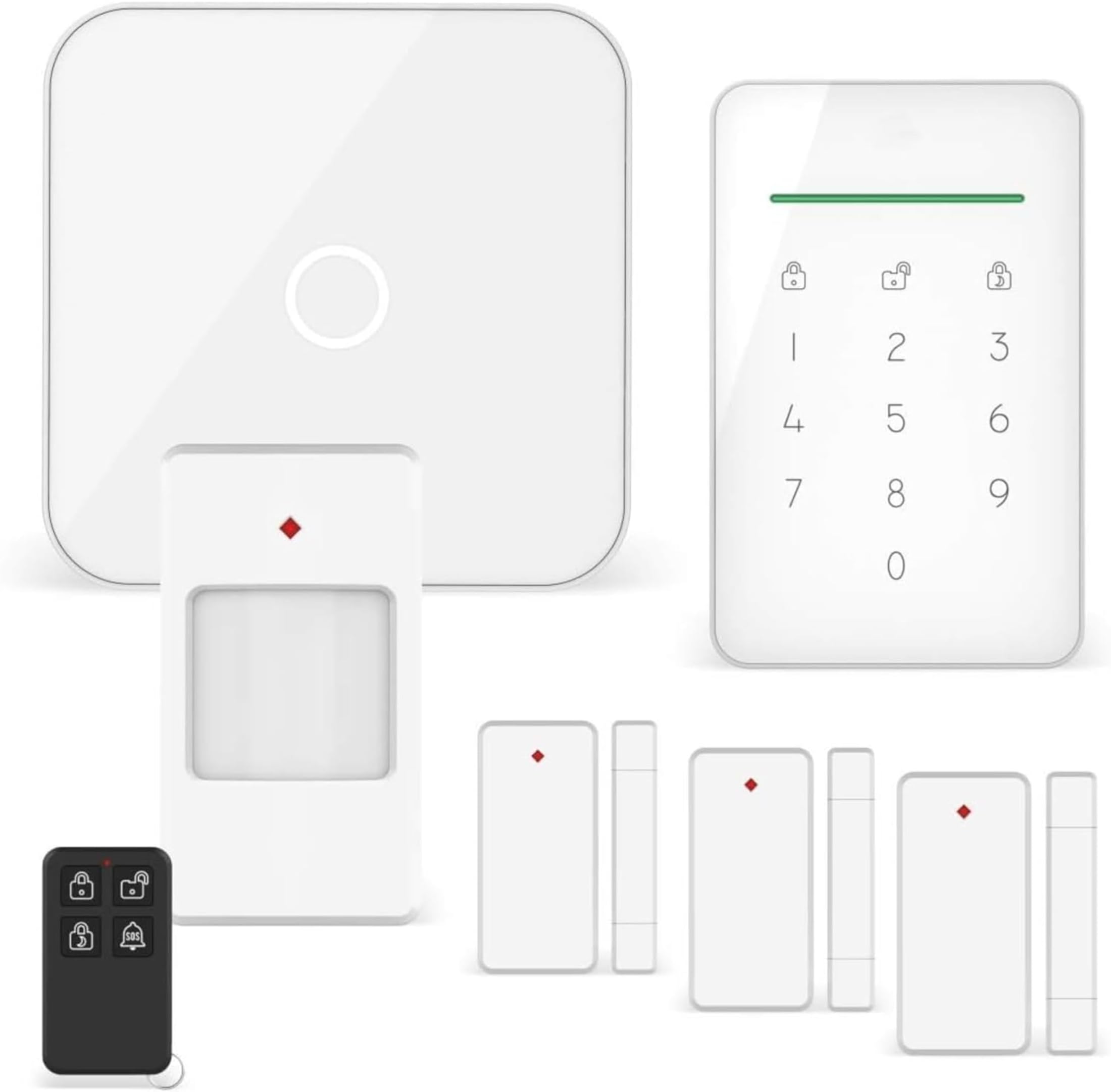 ELRO AS90S Home+ Smart Wireless Alarm System - with Base Unit, Control Unit, Motion Detector, 3X Door/Window Contact and Remote Control - WiFi - GSM Function - Best Tested