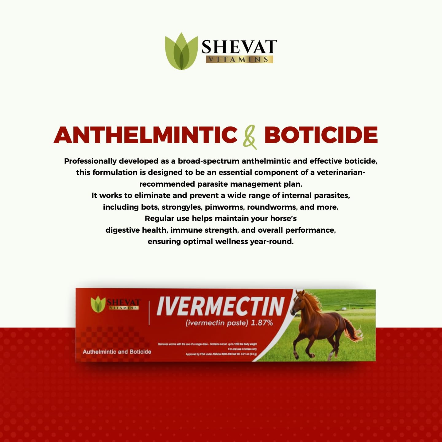 Ivermectin Horse Paste 1.87% Apple Flavor 6.08 g Tube for Horses up to 1200 lbs