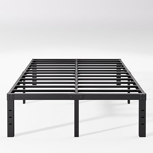 Miniatura 10 de Plataforma de marco de cama de metal individual XL de 16 pulgadas de alto, marco de cama individual XL, no necesita somier, resistente, fácil