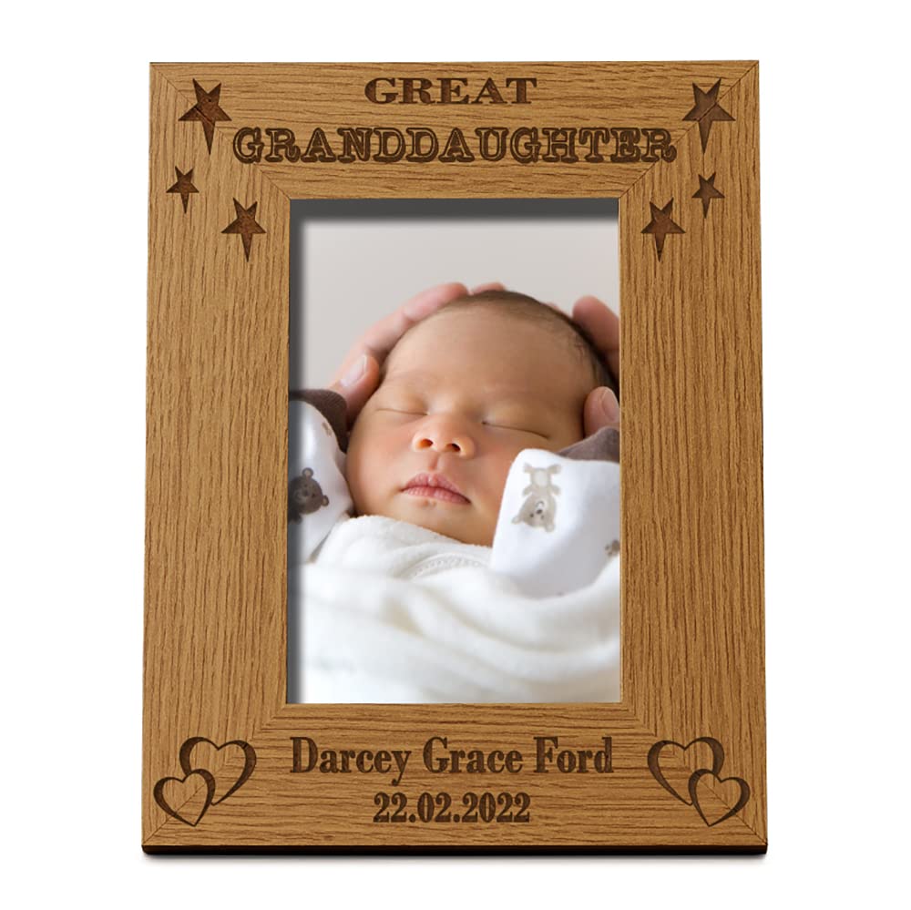 Ukgiftstoreonline Personalised Great Granddaughter Portrait Wooden Photo Frame Gift (8 X 10 Inch)