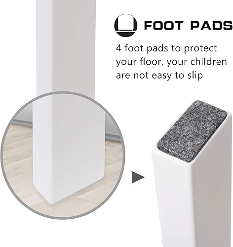 Miniatura 10 de HOUCHICS Taburete de madera para adultos y niños, taburete de madera maciza, taburete multiusos de 2 pasos para cocina, cama, baño (negro)