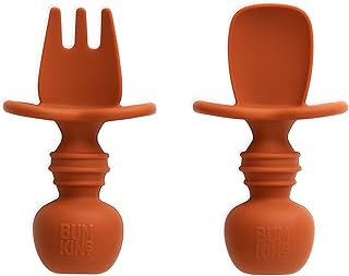 Bumkins - Chewtensils siliconen Baby Spoon and Fork - Clay
