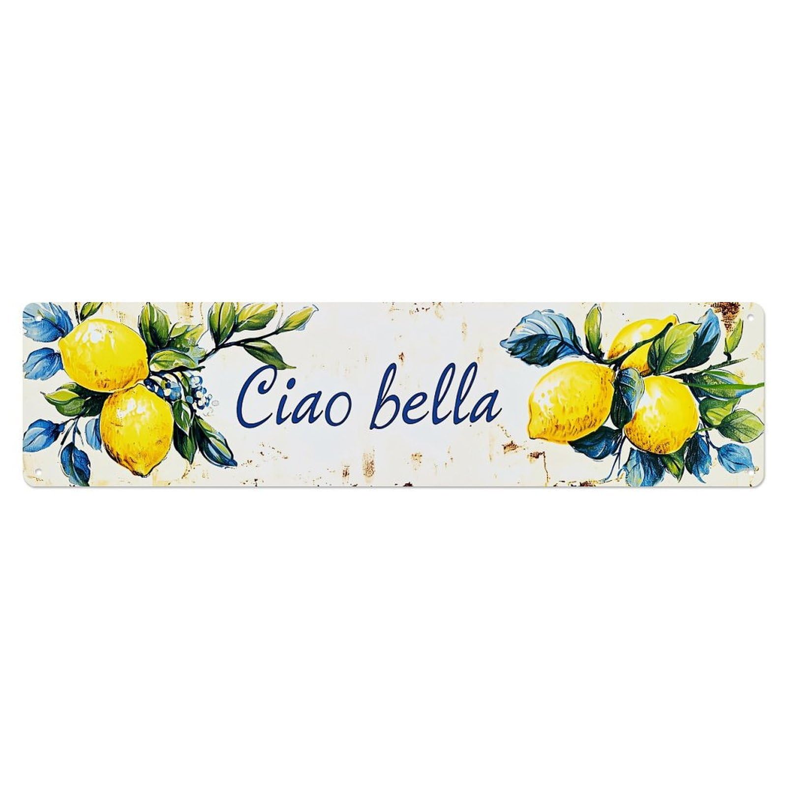 Ciao Bella Lemon Branch Pattern Metal Tin Sign Plaque