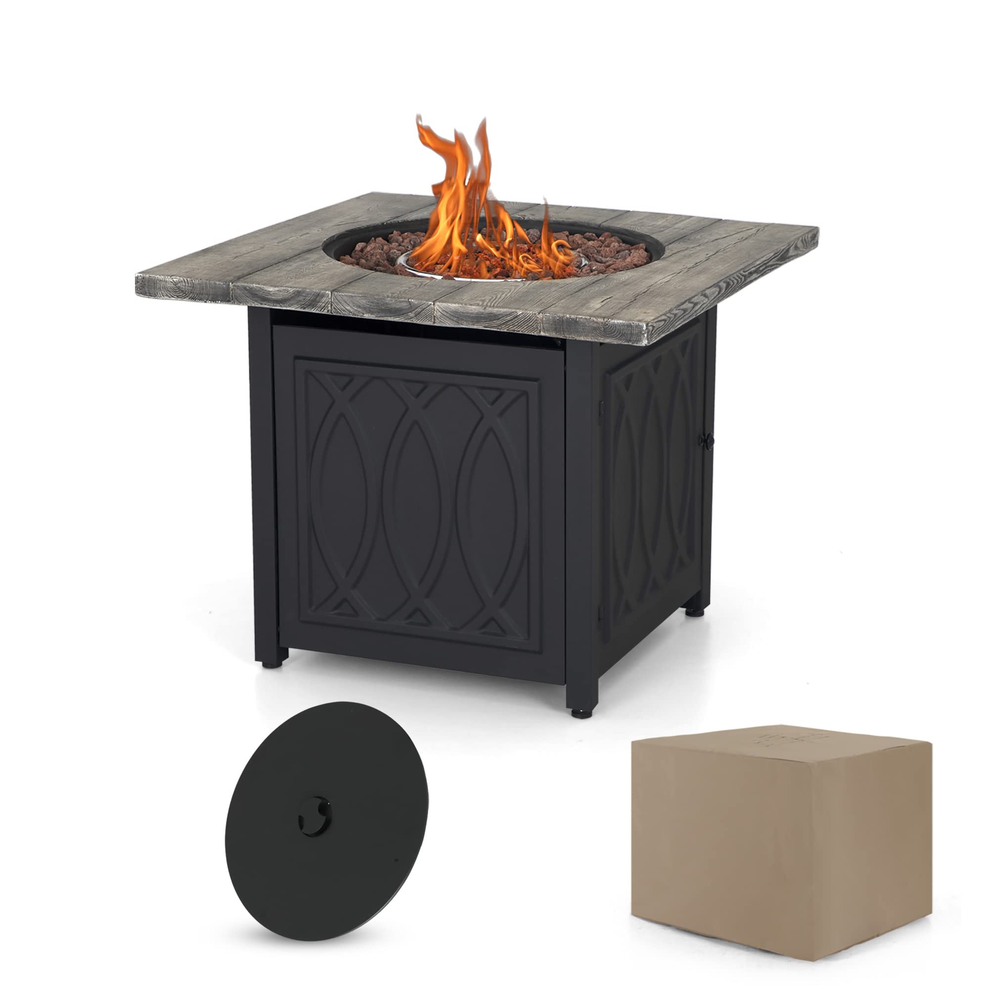 Buy PHI VILLA Patio Square Gas Fire Pit Table, 32 Inch 50,000 BTU