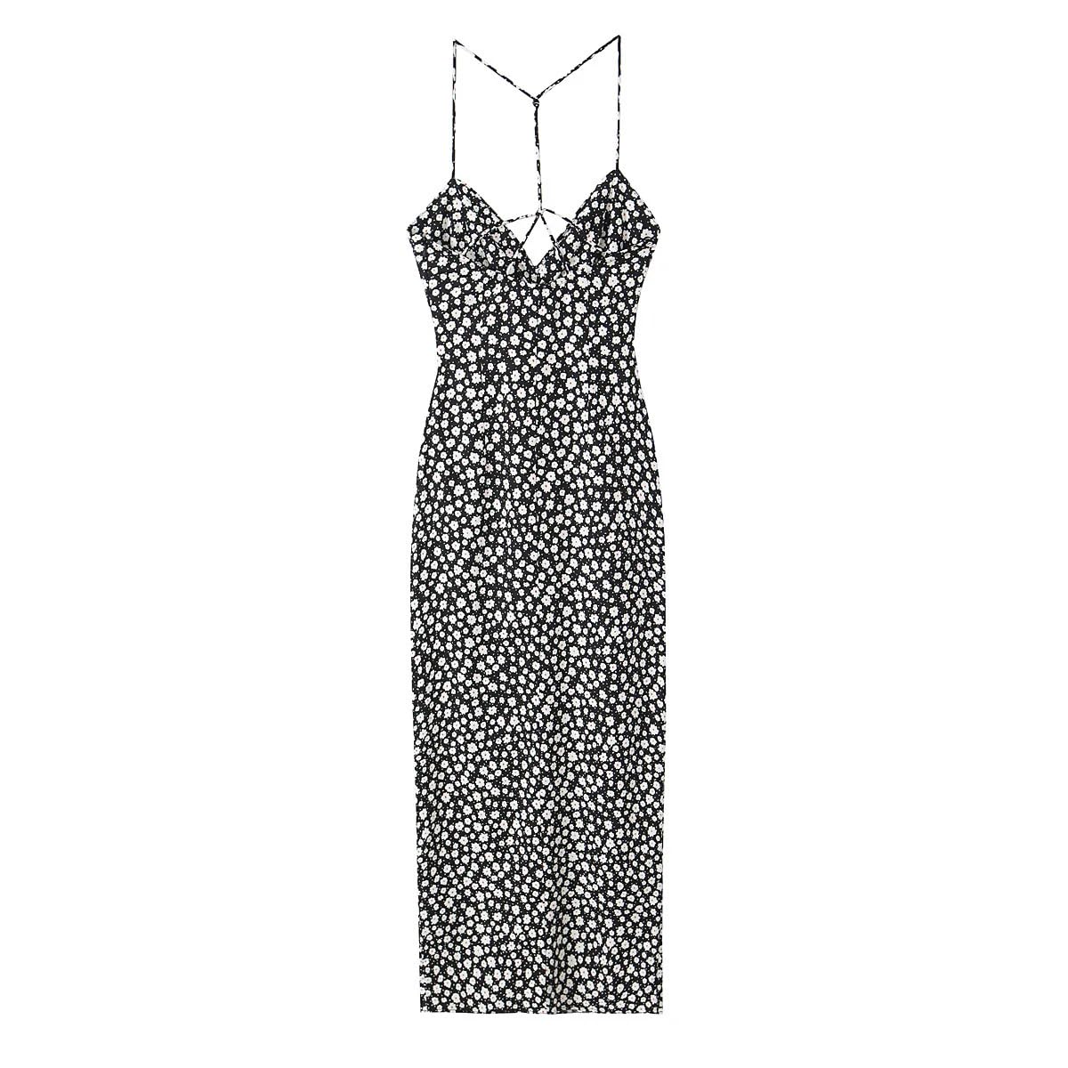 Vestido de playa bohemio con estampado floral para mujer, cuello en V, sin mangas, espalda descubierta, vestido largo midi para mujer, Y2k