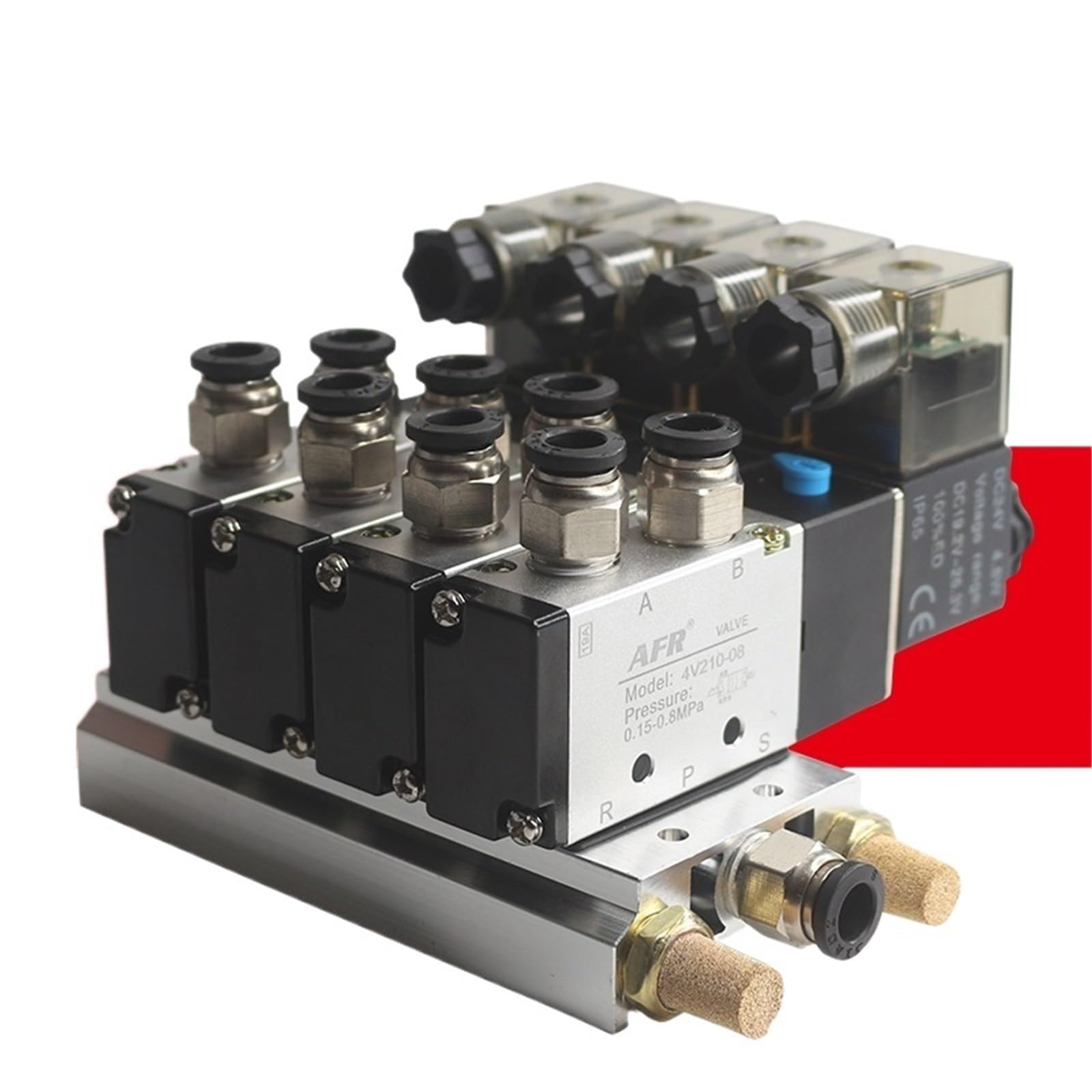 Cihatsln 2 Combinations 1Pcs 4V210-08 Pneumatic Valve 5/2 Solenoid Valve Group Valve Cylinder Reversing Valve Pneumatic Distributor(,Ac110v 6Mm Tube)