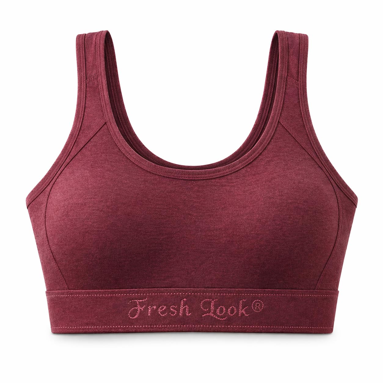 fresh look Women's Seamless Full Coverage Sports Bra, Cotton Blend, Breathable, for Light Workout (in, Numeric, 34, B, Regular, Maroon)-picture-10