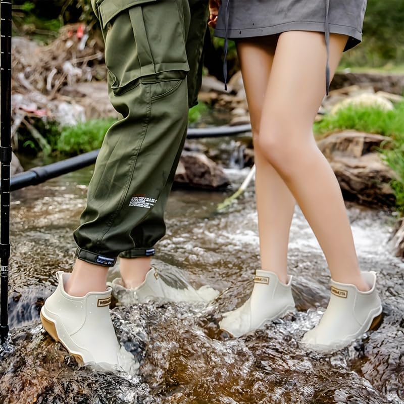 Men's and women's outdoor waterproof and anti slip rain boots, fashionable short rain boots, garden shoes, ankle deck boots3
