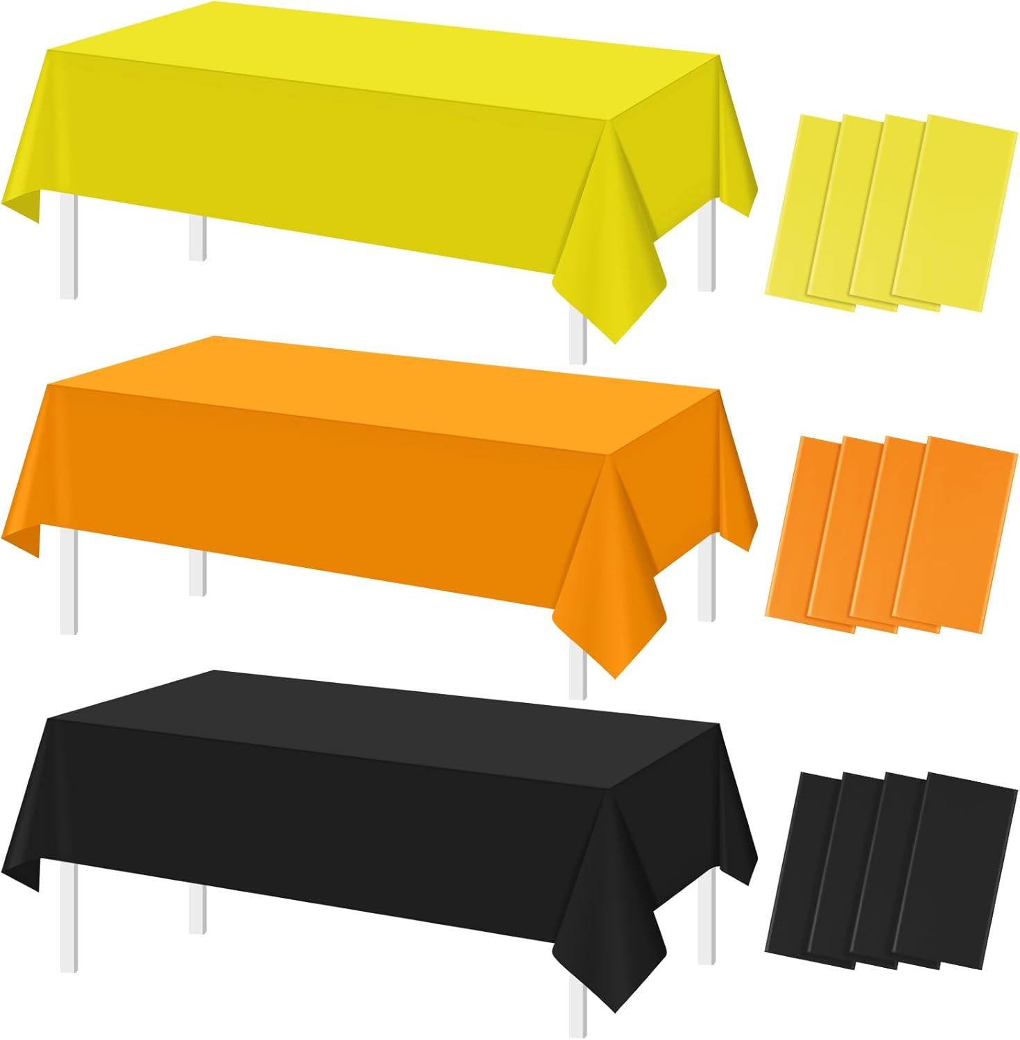 12 Pcs Construction Party Tablecloth,Plastic Black Yellow Orange Tablecloth Disposable Rectangle Table Covers for Boy Construction Birthday Excavator Theme Party Supplies And Decorations,108*54inch