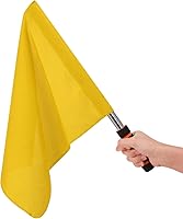 Vista 7 de Bandera de árbitro de acero inoxidable, bandera de mano de señal roja, mango de esponja, patrón de rendimiento de patrulla especial, bandera